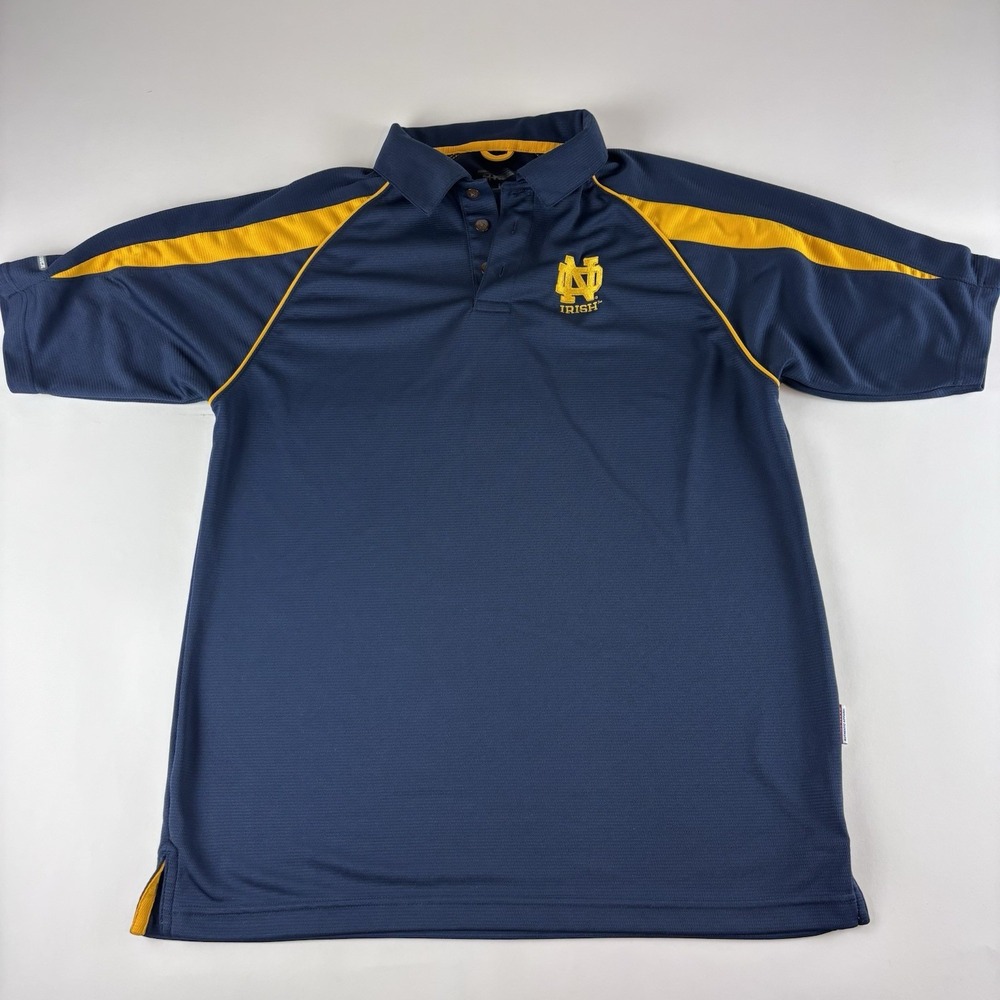 Russell Athletic Large Team Issue NOTRE DAME Fighting IRISH Blue Polo Shirt
